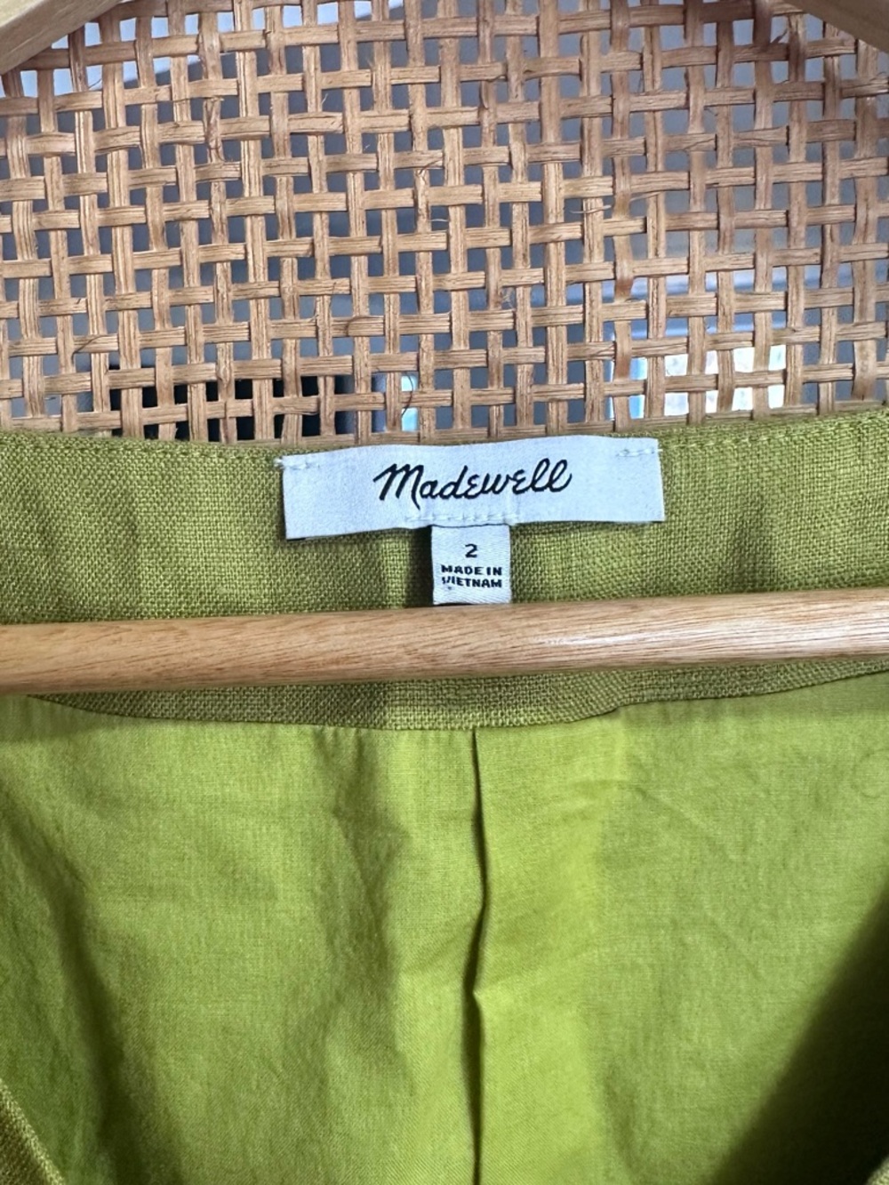 Madewell Olive Green Linen-Blend Button Front Vest - Picture 3 of 4